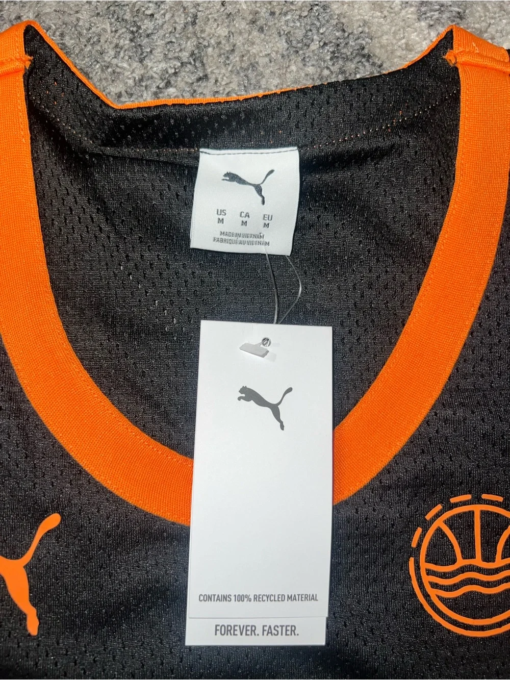 Puma Black Basketball Jersey with Orange Trim - Picture 3 of 9